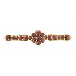 Bohemian Garnet Floral Bar Pin in Yellow Gold Vermeil Over Sterling Silver