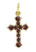 Small Victorian Bohemian Garnet Cross Pendant in Sterling Silver Vermeil