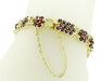 Bohemian Garnet Floral Link Bracelet in Sterling Silver with Yellow Gold Vermeil