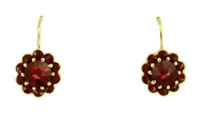 Bohemian Garnet Victorian Drop Earrings in 14 Karat Yellow Gold and Sterling Silver Vermeil