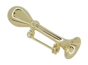 Antique Car Horn Lapel Pin in 14 Karat Gold
