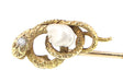 Antique Victorian Snake Stick Pin with Diamond and Pearl in 14 Karat Gold
