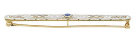 Art Deco Filigree Sapphire Antique Krementz Brooch in 14 Karat Gold