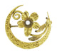 Antique Victorian Scroll Crescent Flower Brooch in 12 Karat Gold