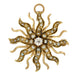 Antique Victorian Diamond and Seed Pearl Sunburst Pendant Brooch in 14 Karat Gold