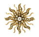 Antique Victorian Diamond and Seed Pearl Sunburst Pendant Brooch in 14 Karat Gold