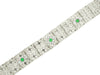 Antique Inspired Art Deco Filigree Emerald & Diamond Engraved Bracelet in 14 Karat White Gold