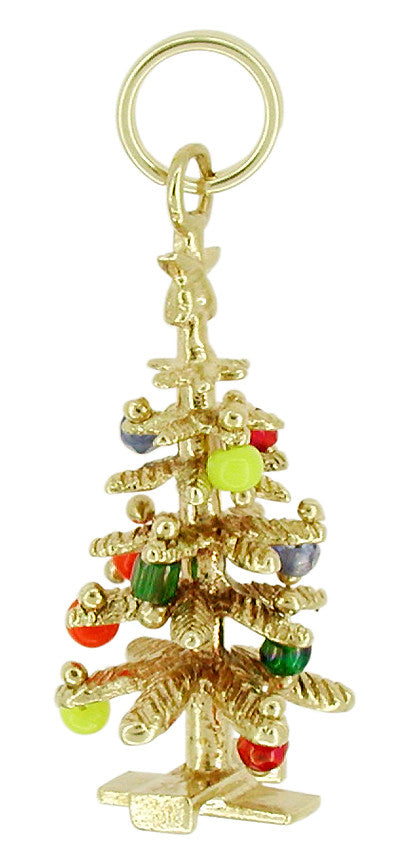 Decorated Christmas Tree Pendant in 14 Karat Gold