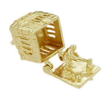 Movable Jail House Charm in 14 Karat Gold - alternate view