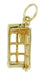 Open Door on Movable Telephone Booth Charm in 14 Karat Gold Circa 1950's Vintage - C252
