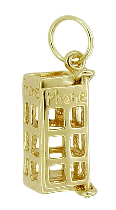 Vintage Movable Telephone Booth Charm in 14 Karat Gold — Antique