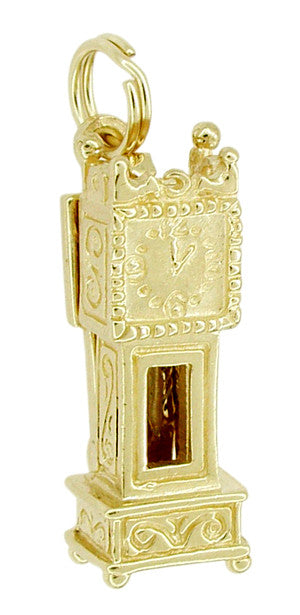 Movable Opening Grandfather Clock Charm in 14 Karat Yellow Gold