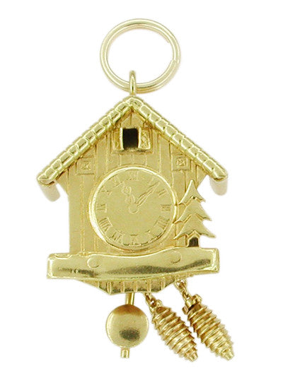 Vintage Movable Swiss Chalet Cuckoo Clock Charm in 18 Karat Gold