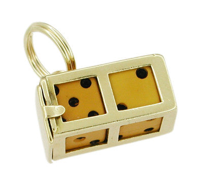 Movable Lucky Dice in a Box Charm in 14 Karat Gold