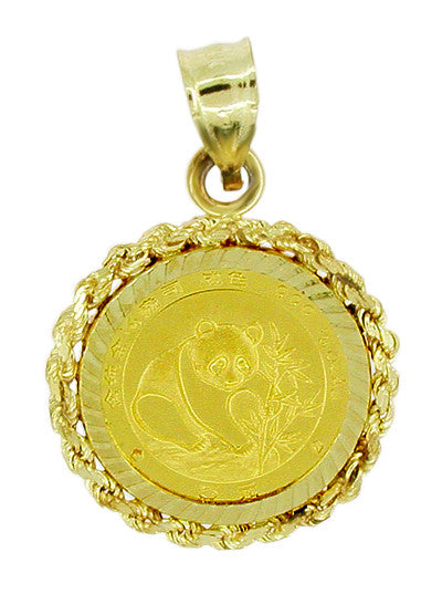 1988 1/20 oz .999 Chinese Gold Panda 14k Rope Bezel Pendant For Necklace