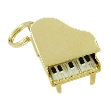 Enameled Movable Piano Charm in 14 Karat Gold - alternate view