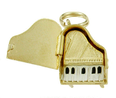 Enameled Movable Piano Charm in 14 Karat Gold