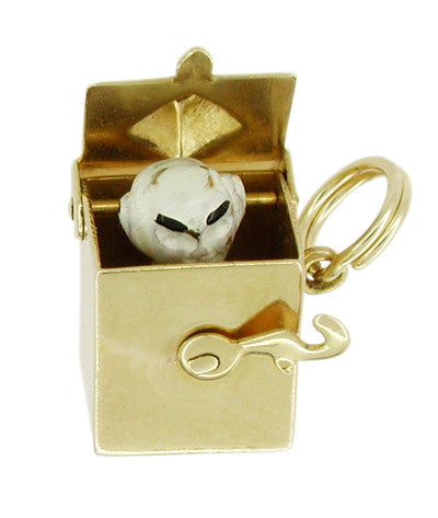 Movable Vintage Jack in the Box Charm in 14 Karat Gold