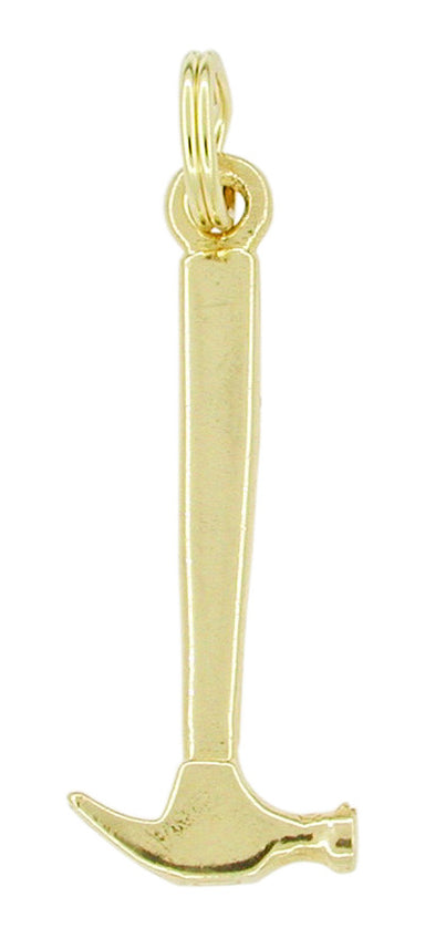  Hammer Charm 14K Yellow Gold 3D Vintage 1960s Tool Pendant - C305