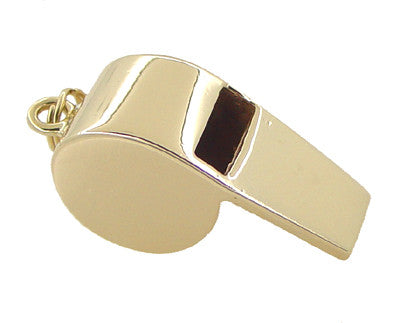 Small Working Whistle Charm Pendant in 14 Karat Yellow Gold