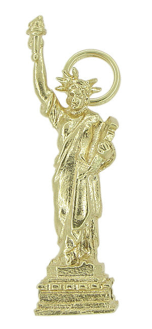Vintage Statue of Liberty Charm Pendant - Solid Yellow Gold 1950s - C328