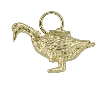 Movable Egg-Laying Duck Charm in 14 Karat Gold - Item: C329 - Image: 2