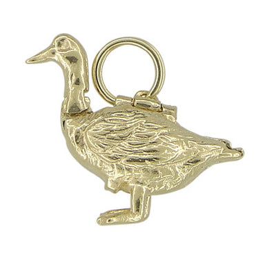Movable Egg-Laying Duck Charm in 14 Karat Gold