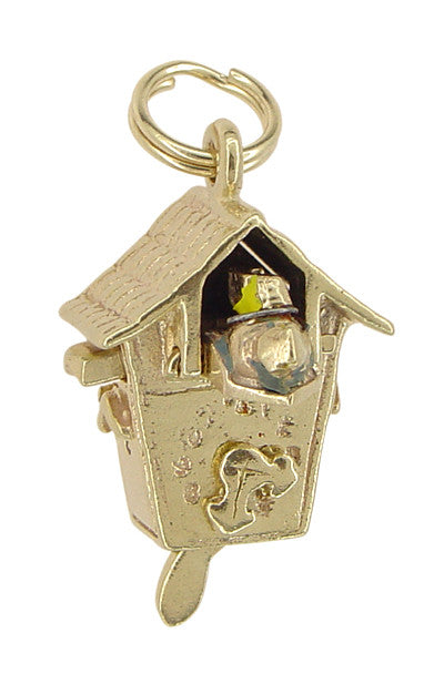 Movable Cuckoo Clock Charm in 14 Karat Gold - Item: C335 - Image: 2