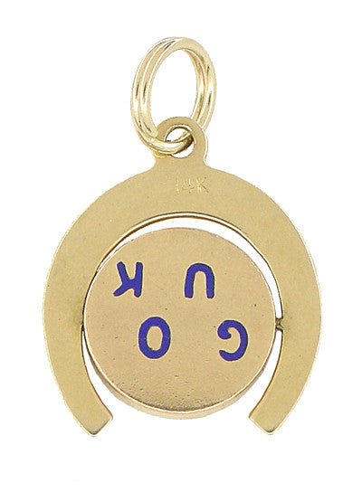 Spinning Good Luck Horseshoe Movable Charm in 14 Karat Gold - Item: C337 - Image: 2