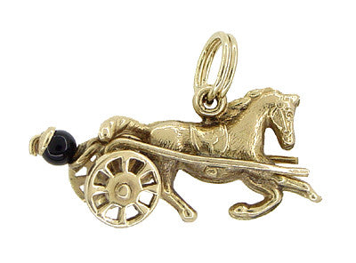 Sulky Trotter Race Horse Movable Charm in 14 Karat Gold