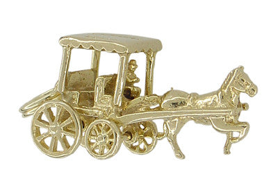Vintage Bermuda Horse Drawn Carriage Movable Charm in 9 Karat Yellow Gold - Item: C340 - Image: 3
