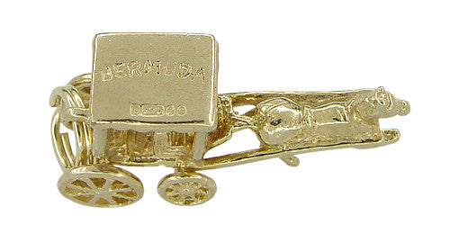 Vintage Bermuda Horse Drawn Carriage Movable Charm in 9 Karat Yellow Gold - Item: C340 - Image: 2