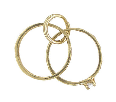 Miniature Vintage Bridal Ring Set Charm in 14 Karat Yellow Gold - Engagement & Wedding Ring - alternate view