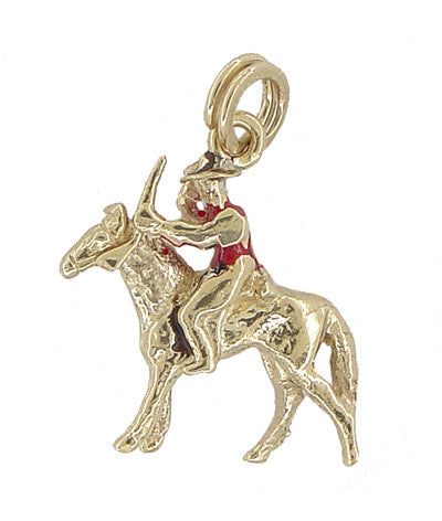 Movable Cowboy on a Horse Charm in 12 Karat Gold - Item: C346 - Image: 2