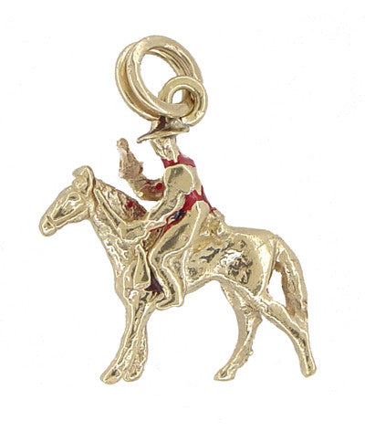 Movable Cowboy on a Horse Charm in 12 Karat Gold