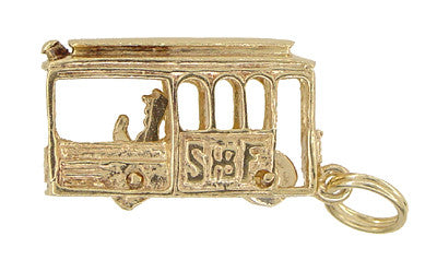 Cable Car Charm with Moving Conductor in 14 Karat Gold - Item: C353 - Image: 4