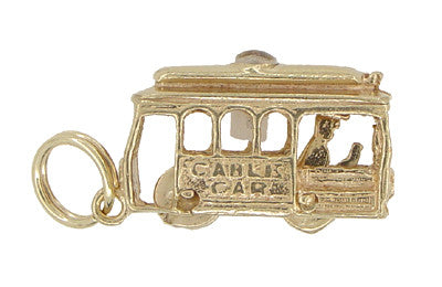 Cable Car Charm with Moving Conductor in 14 Karat Gold - Item: C353 - Image: 2