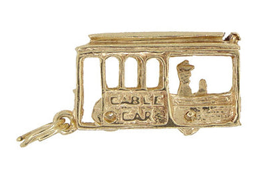 Cable Car Charm with Moving Conductor in 14 Karat Gold