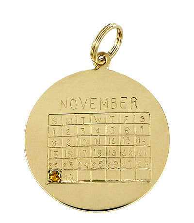 November 29 Birthday Medallion Charm in 14 Karat Gold