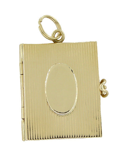 Vintage Movable Opening Book Locket Charm in 14 Karat Yellow Gold - alternate view