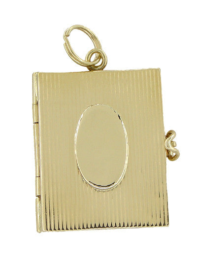 Vintage Movable Opening Book Locket Charm in 14 Karat Yellow Gold - Item: C366 - Image: 2