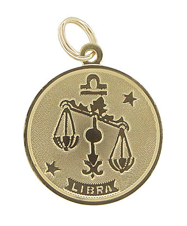 Libra Scales of Justice Pendant Charm in 14 Karat Gold