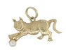 Playful Cat Charm in 14 Karat Gold