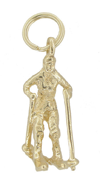 Front of Yellow Gold Alpine Skier Charm - C380