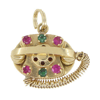 Movable Telephone Charm in 14 Karat Gold