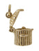 Kitty in a Trash Can Movable Charm in 14 Karat Gold