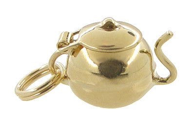 Tea Pot Movable Charm in 10 Karat Gold - Item: C392 - Image: 2