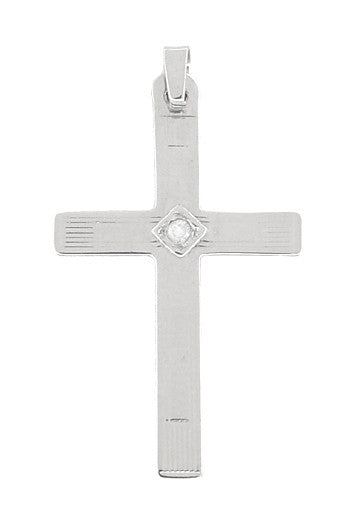 Diamond Set Cross Pendant in 14 Karat White Gold