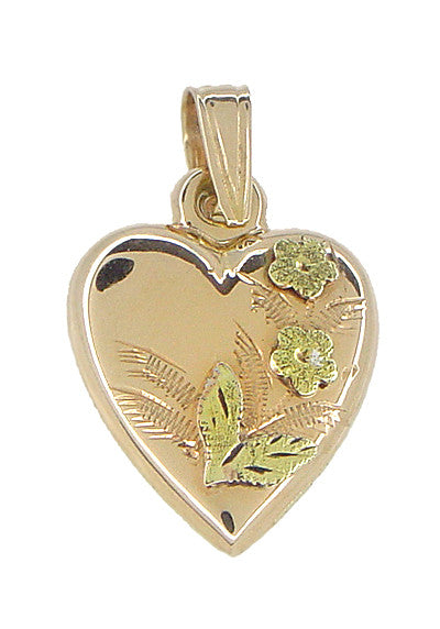 Puffed Heart Charm in 14 Karat Rose and Yellow Gold