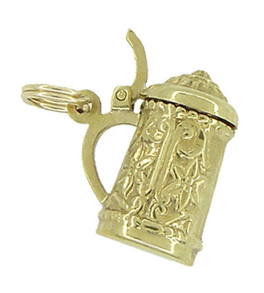 Vintage Movable Beer Stein Charm in 18 Karat Yellow Gold - alternate view